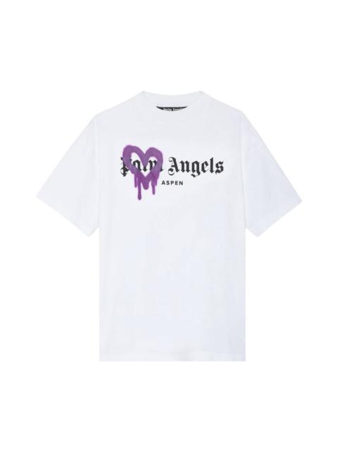 Palm Angels Aspen Heart Sprayed Tee 'White/Purple'