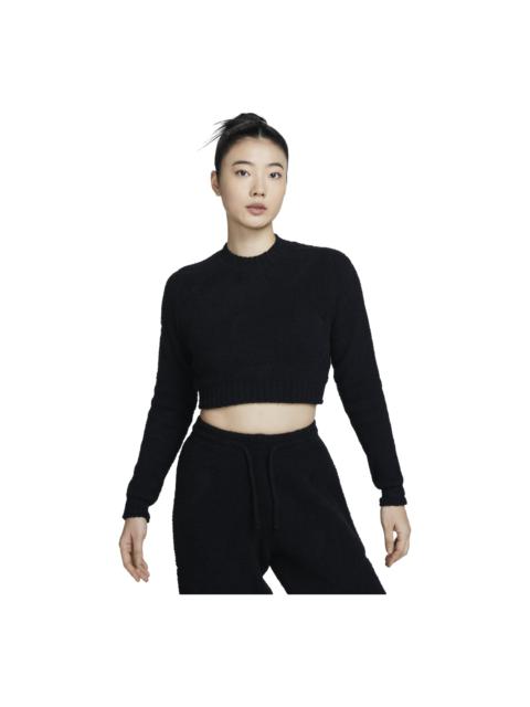 Nike (WMNS) Nike Sportswear Phoenix Cosy Boucle Tight Long Sleeve Knit T-shirt Asia Sizing 'Black' FZ1717