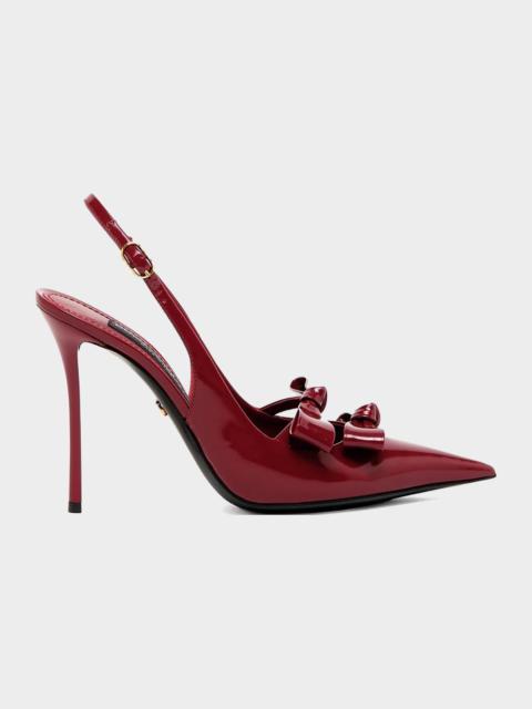 Dolce & Gabbana Patent Leather Bow Slingback Pumps
