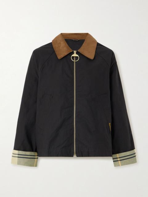 Barbour Cropped corduroy-trimmed cotton-canvas jacket Black