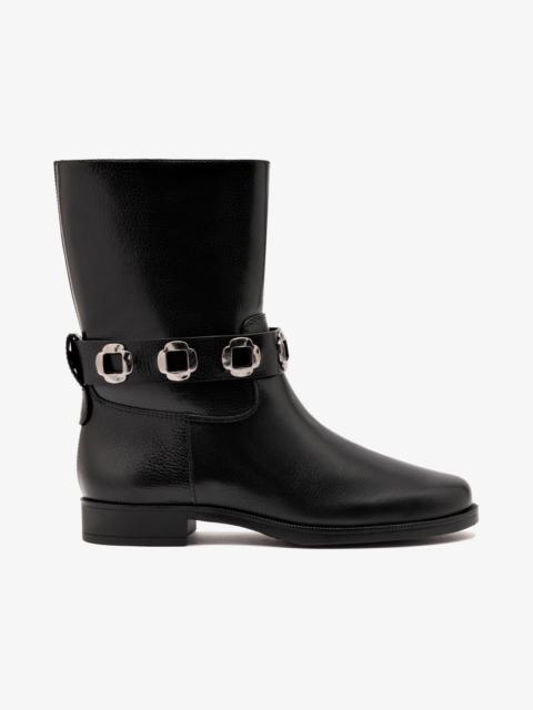 Larroudé Milan Flat Bootie In Black Leather