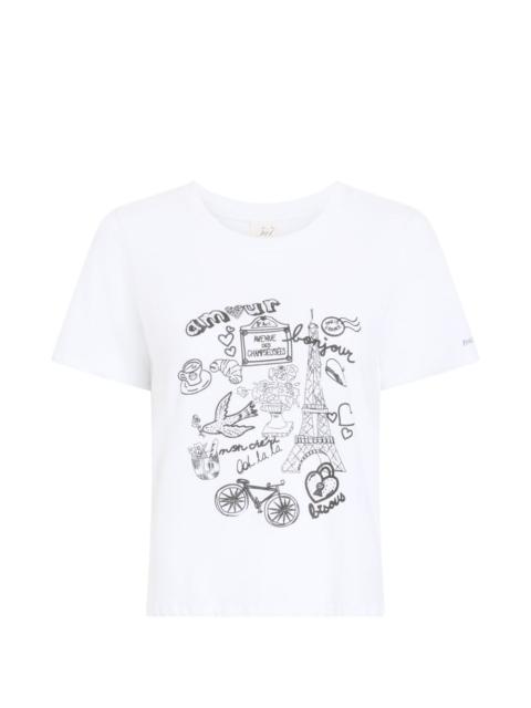 Cinq à Sept Rhinestone doodle shrunken T-shirt
