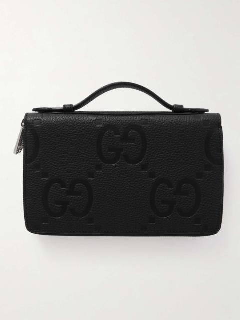 GUCCI Monogrammed Full-Grain Leather Travel Wallet