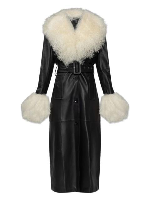 STAND STUDIO Monica fur-trim belted coat