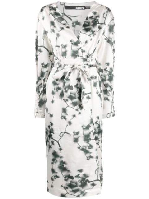 ROTATE abstract floral-print midi dress