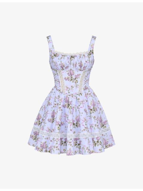 House of CB Kimmie Ribbon-Print Cotton Mini Dress