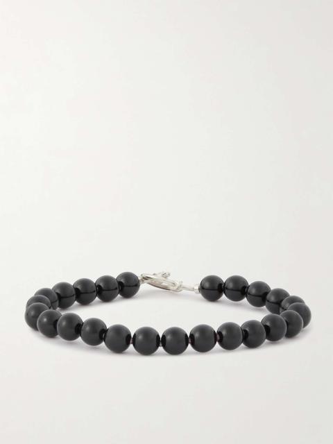 Silver-Tone Onyx Beaded Bracelet