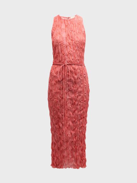 Pleated Georgette Sleeveless Midi Dress