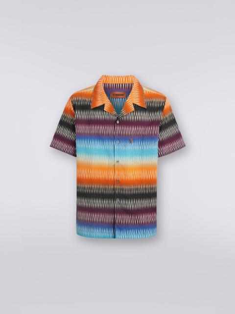 Missoni Short-sleeved cotton bowling shirt with zigzag print