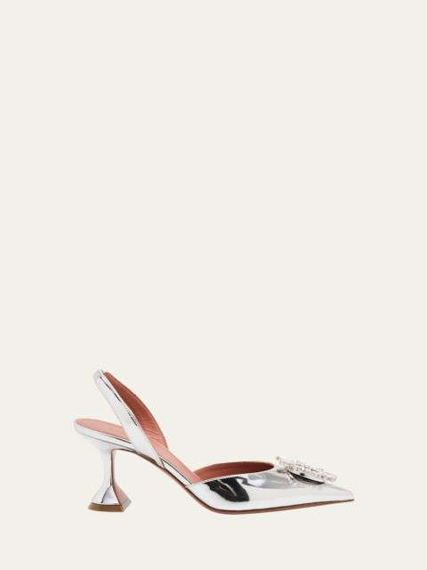 Begum Mirror Leather Ornament Slingback Pumps