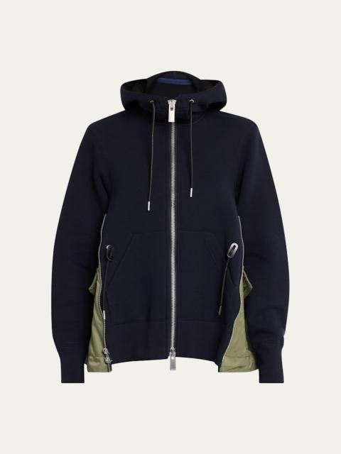 sacai Sponge Sweat x Nylon Twill Hoodie