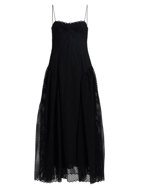 ULLA JOHNSON Women's Isotta Cotton Mesh Maxi Dress - Noir