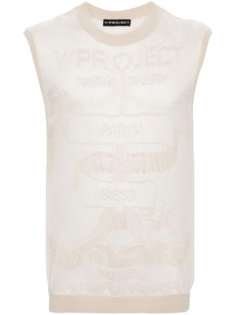 Semi-transparent sleeveless Paris shirt