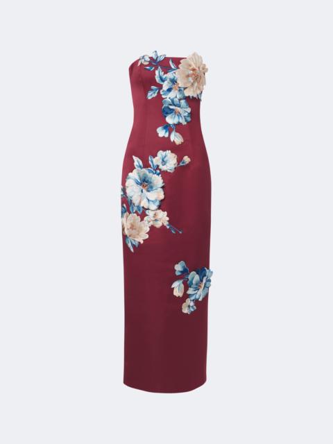 LEO LIN Rayna floral-appliqué bustier dress
