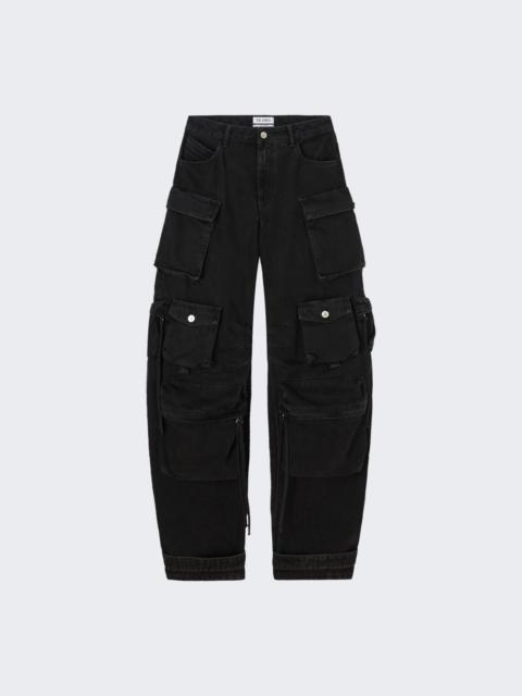 THE ATTICO Washed Denim Cargo Pants Black