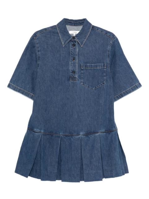 FRAME pleated denim shirtdress