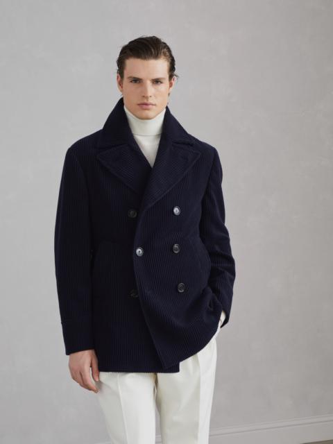 Cashmere wide wale corduroy pea coat