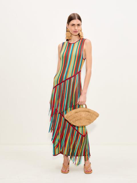 SIMONMILLER Spiral Knit Dress In Vibrant Multi Stripe