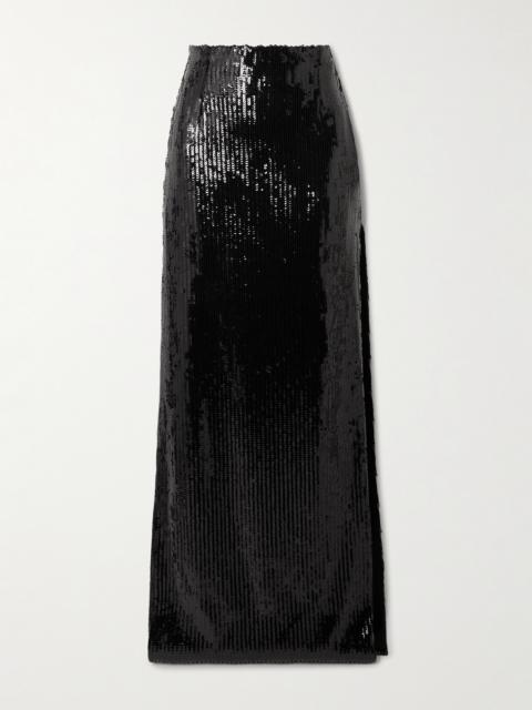 GALVAN Beating Heart Sequined Tulle Maxi Skirt