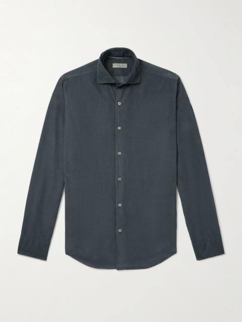 Canali Slim-Fit Garment-Dyed Cotton-Corduroy Shirt Navy