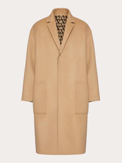 Valentino REVERSIBLE DOUBLE-FACED WOOL COAT WITH TOILE ICONOGRAPHE PATTERN