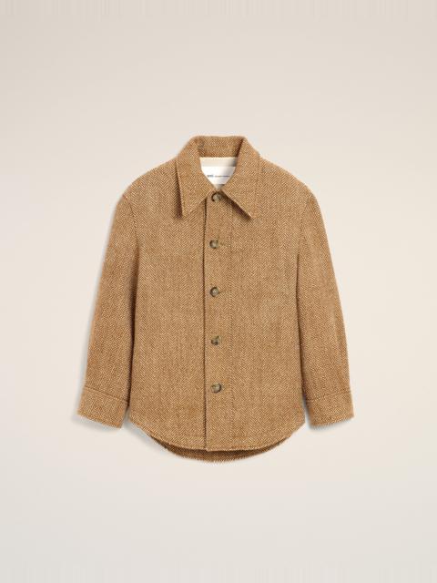 AMI Paris BROWN WOOL BUTTON-DOWN JACKET