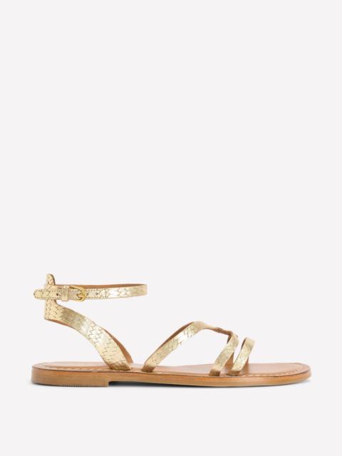 BODEN Casual Flat Sandal-Gold Woven Leather