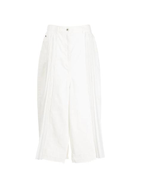 pleated shell-insert denim skirt