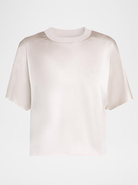 PESERICO Shiny Rib-Trim Crewneck T-Shirt