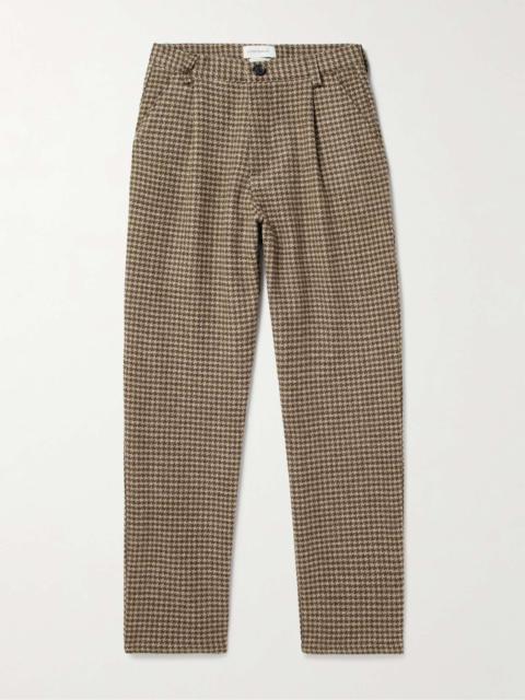Oliver Spencer Morton Straight-Leg Pleated Houndstooth Wool Trousers