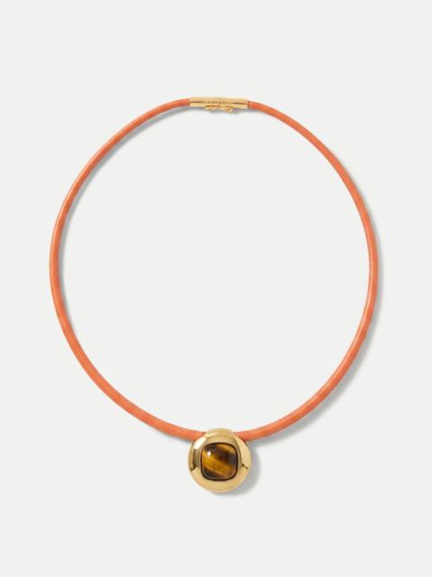 VERONICA BEARD TIGER’S EYE LEATHER CORD NECKLACE