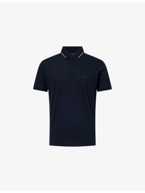 EMPORIO ARMANI Contrast-Trim Pique Cotton Polo Shirt