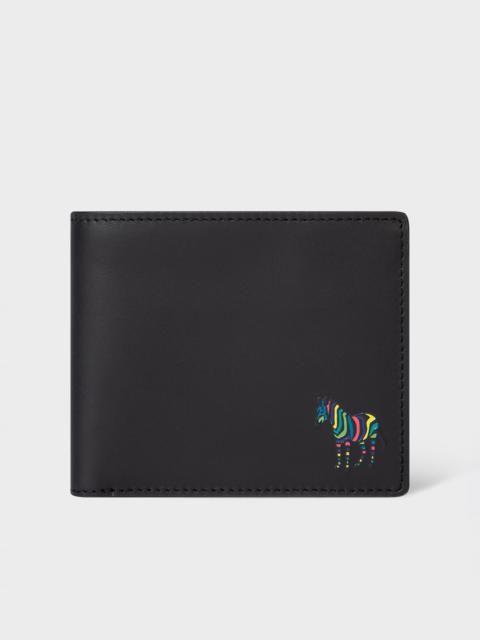 Black 'Zebra' Leather Billfold And Coin Wallet