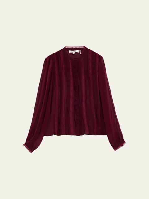 LoveShackFancy Alvynne Sheer Lace Blouse