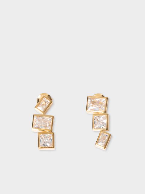 Cubic Zirconia & Gold Drop Earrings by Completedworks