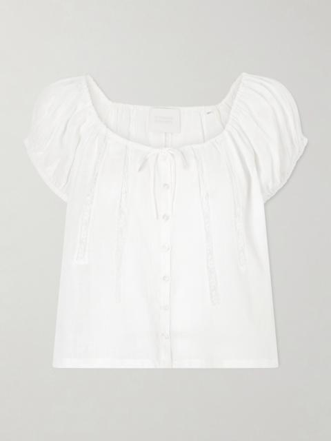 Citizens of Humanity Tatev Tie-detailed Lace-trimmed Ramie Blouse