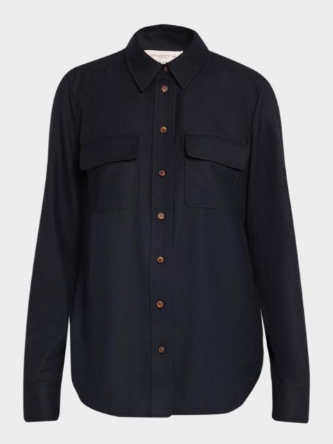 Lafayette 148 New York Brushed Wool Button-Front Shirt