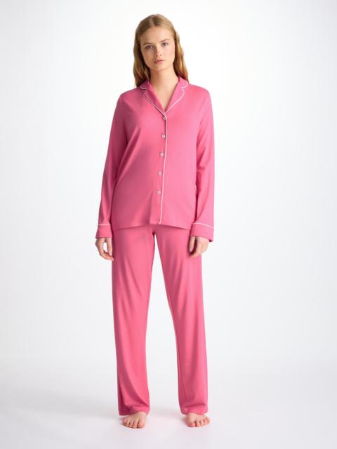 Derek Rose Women's Pajamas Lara Micro Modal Stretch Flamingo Pink
