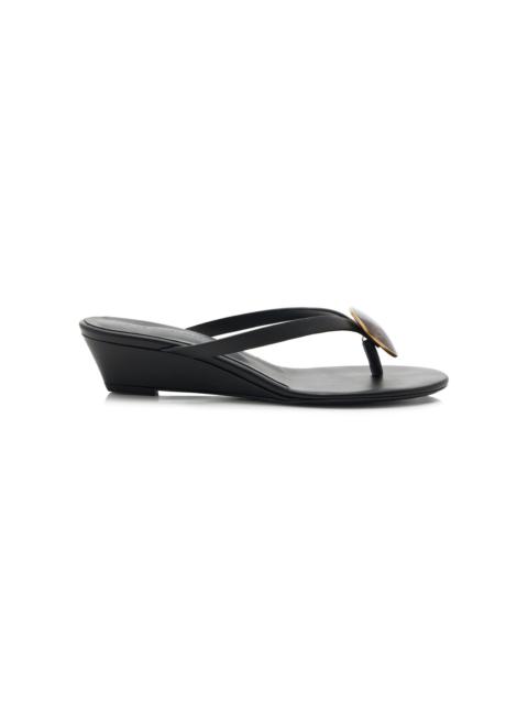 CHRISTOPHER ESBER Exclusive La Isla Doma Flip-Flop Wedge Leather Sandals black