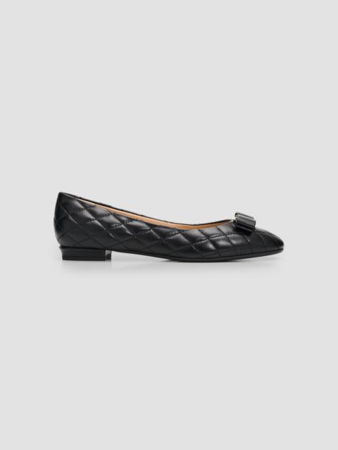 FERRAGAMO Women's Varina Quilted Leather Ballet Flats - Nero Biscotto