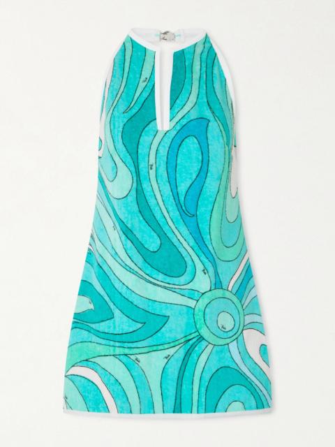 PUCCI Printed Cotton-terry Halterneck Mini Dress