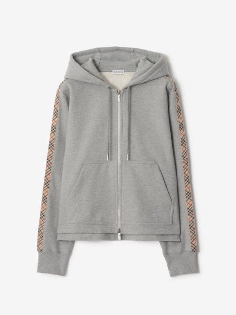Burberry Check Trim Cotton Zip Hoodie