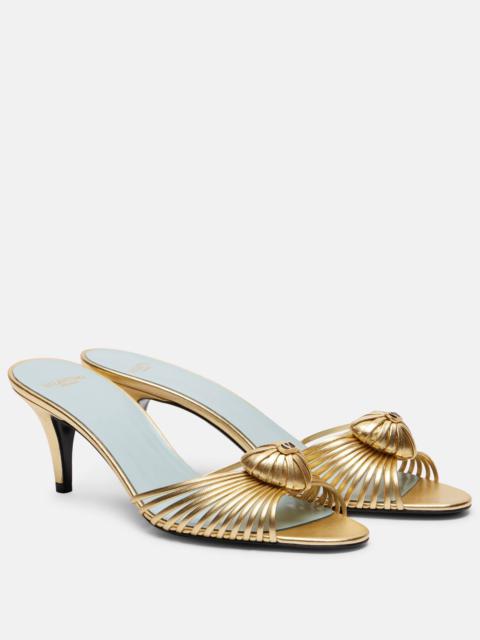 Valentino Royal 75 metallic leather mules