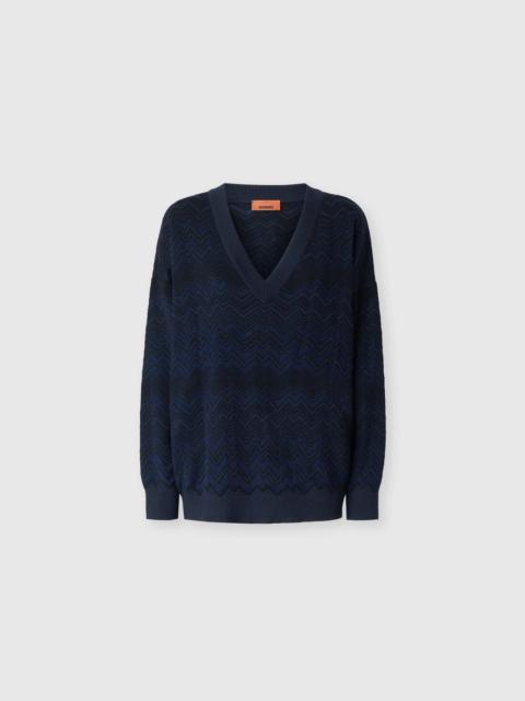 Missoni Zig zag viscose and wool V-neck sweater