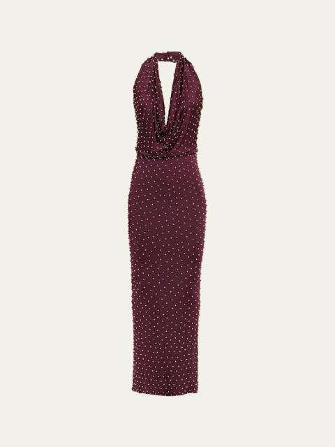 THE NEW ARRIVALS ILKYAZ OZEL Agel Embellished Jersey Maxi Dress