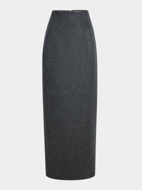 KHAITE Loxley Virgin Wool-Blend Midi Skirt