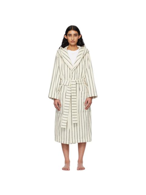 TEKLA White & Green Terry Hooded Bathrobe