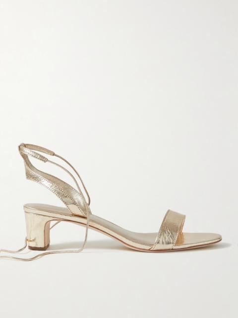LOEFFLER RANDALL + Net Sustain Jackie Metallic Crinkled-leather Sandals