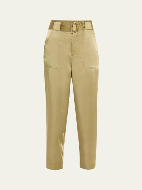 RAMY BROOK Hayden Belted Cropped Satin Pants