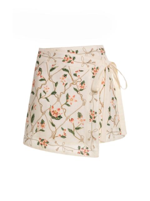 Agua by Agua Bendita Luna Navegante Linen Skirt ivory